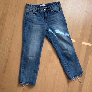 Lovervet by Vervet Straight Mid-Rise Petite Jeans Loose Fit 28P Blue Wash